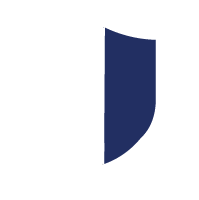 White and blue security icon